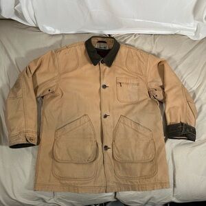 Vintage L.L Bean Chore Coat Distressed Removable Flannel Lining XL Tan